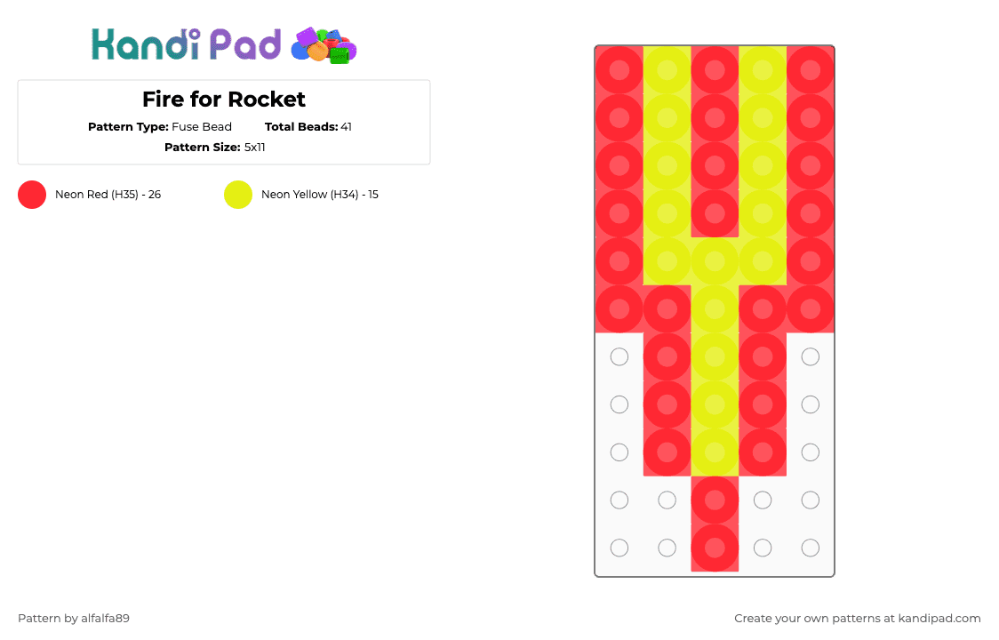 Fire for Rocket Fuse Bead Pattern - Kandi Pad | Kandi Patterns, Fuse ...