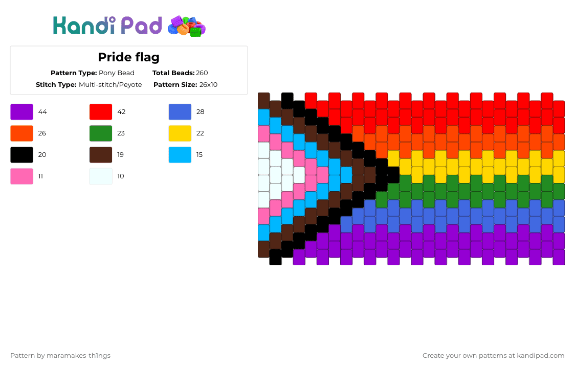 Pride flag - Pony Bead Pattern by maramakes-th1ngs on Kandi Pad - red,purple,blue,pride,gay