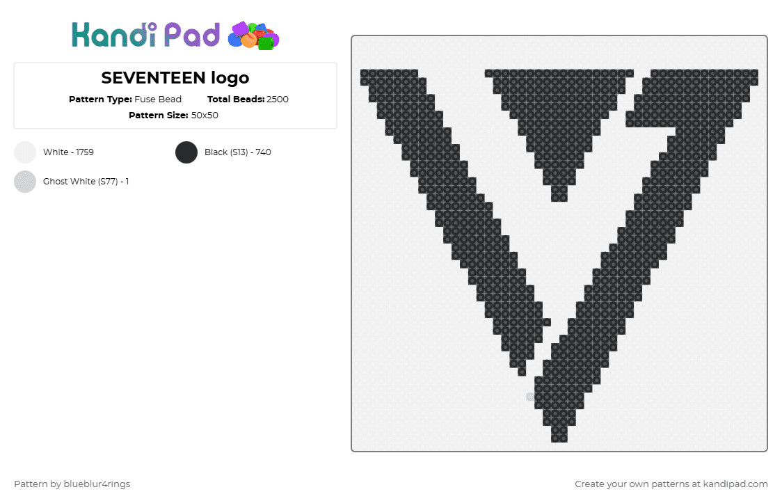 SEVENTEEN logo - Fuse Bead Pattern by blueblur4rings on Kandi Pad - 