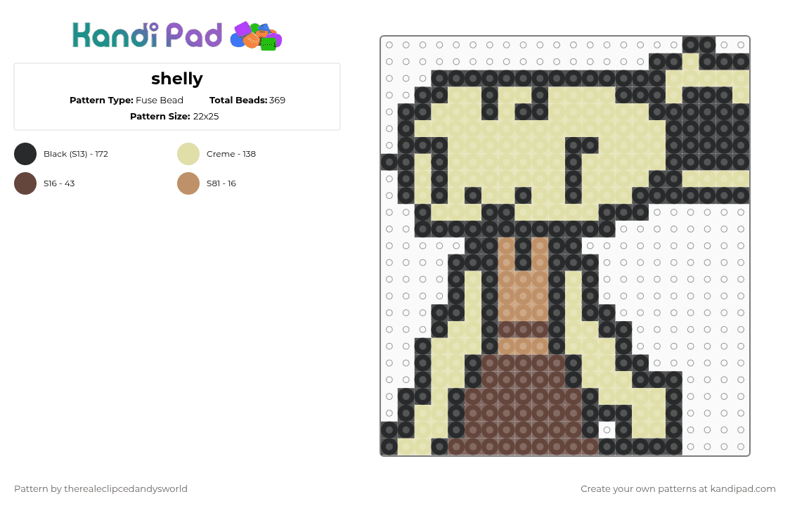 shelly - Fuse Bead Pattern by therealeclipcedandysworld on Kandi Pad - yellow
