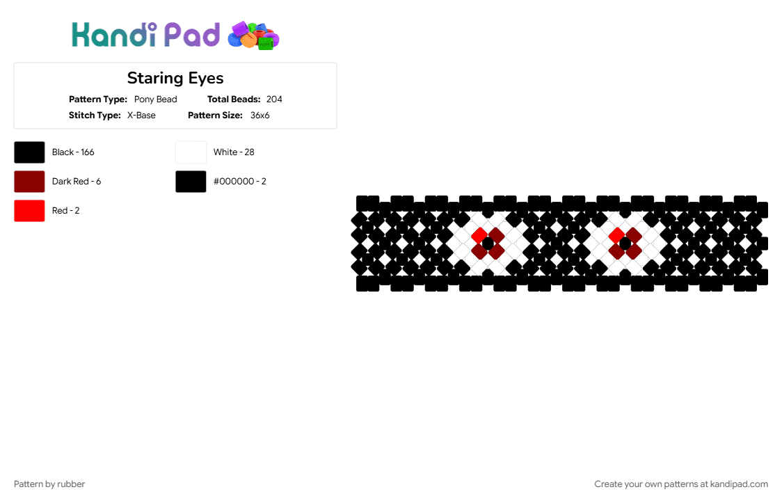 Staring Eyes - Pony Bead Pattern by rubber on Kandi Pad - big, black, easy, eyes, horror, ponybead, scary, white, xbase