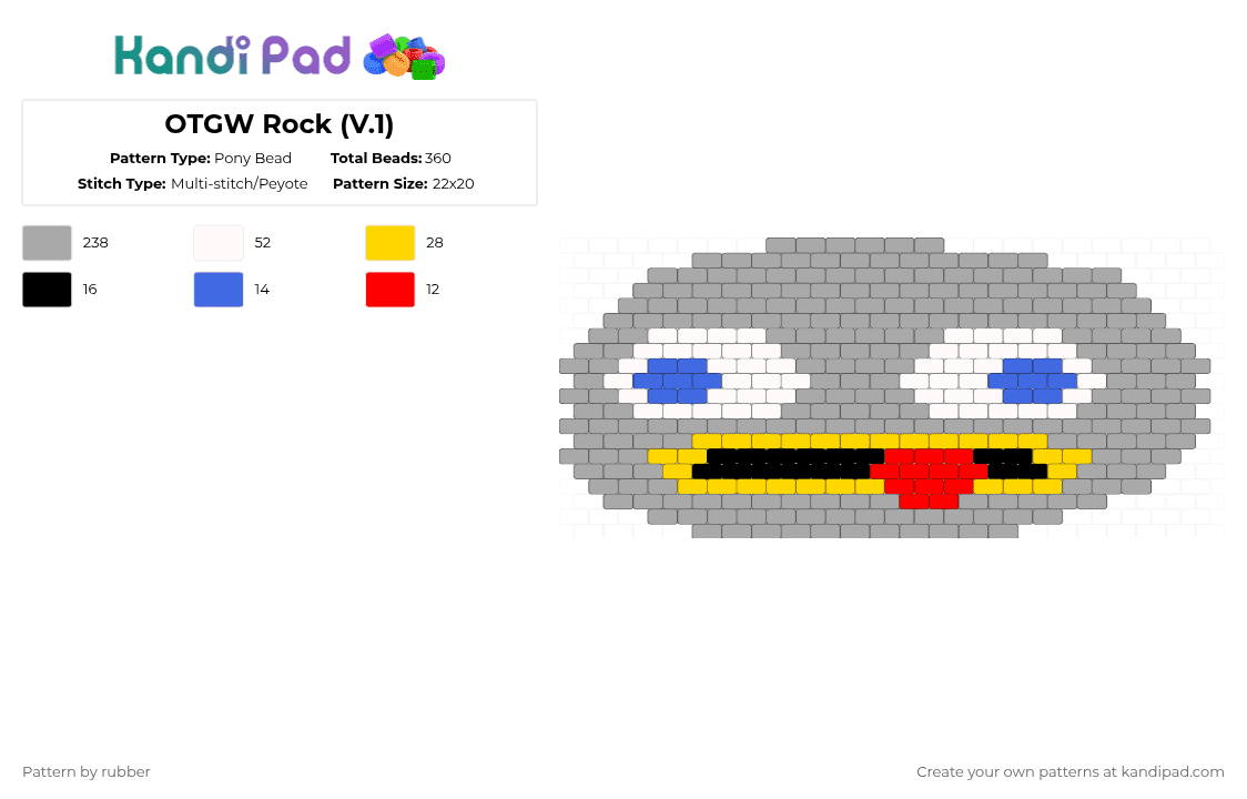 OTGW Rock (V.1) - Pony Bead Pattern by rubber on Kandi Pad - beige,otgw,kandi,flat,easy,cool,silly,big,character