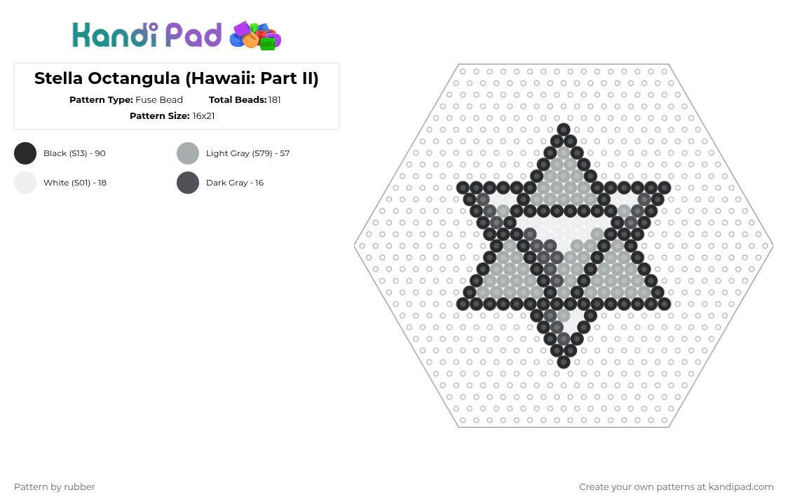 Stella Octangula (Hawaii: Part II) - Fuse Bead Pattern by rubber on Kandi Pad - gray,tallyhall,perler,fuse,kandi,hawaiipartii,stella octangula,miracle musical,easy