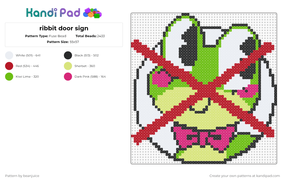 ribbit door sign - Fuse Bead Pattern by beanjuice on Kandi Pad - green,red,yellow