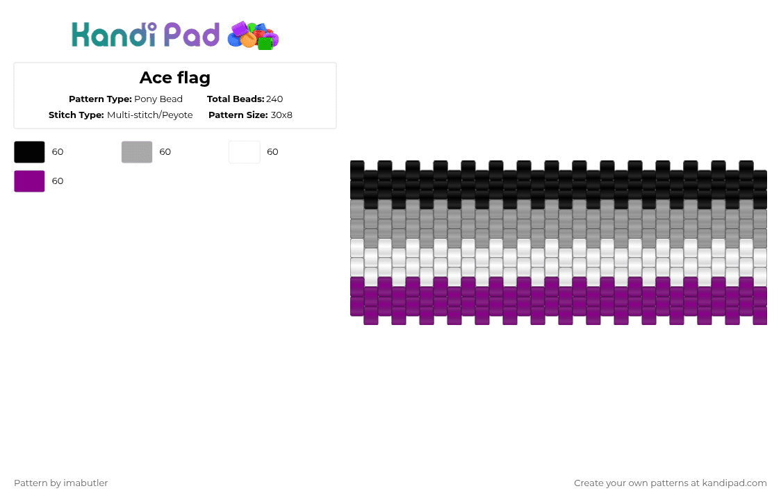 Ace flag - Pony Bead Pattern by imabutler on Kandi Pad - beige,pink,pride,asexual,ace,asexual flag,pride flag,lgbtq,lgbtqia,aroace
