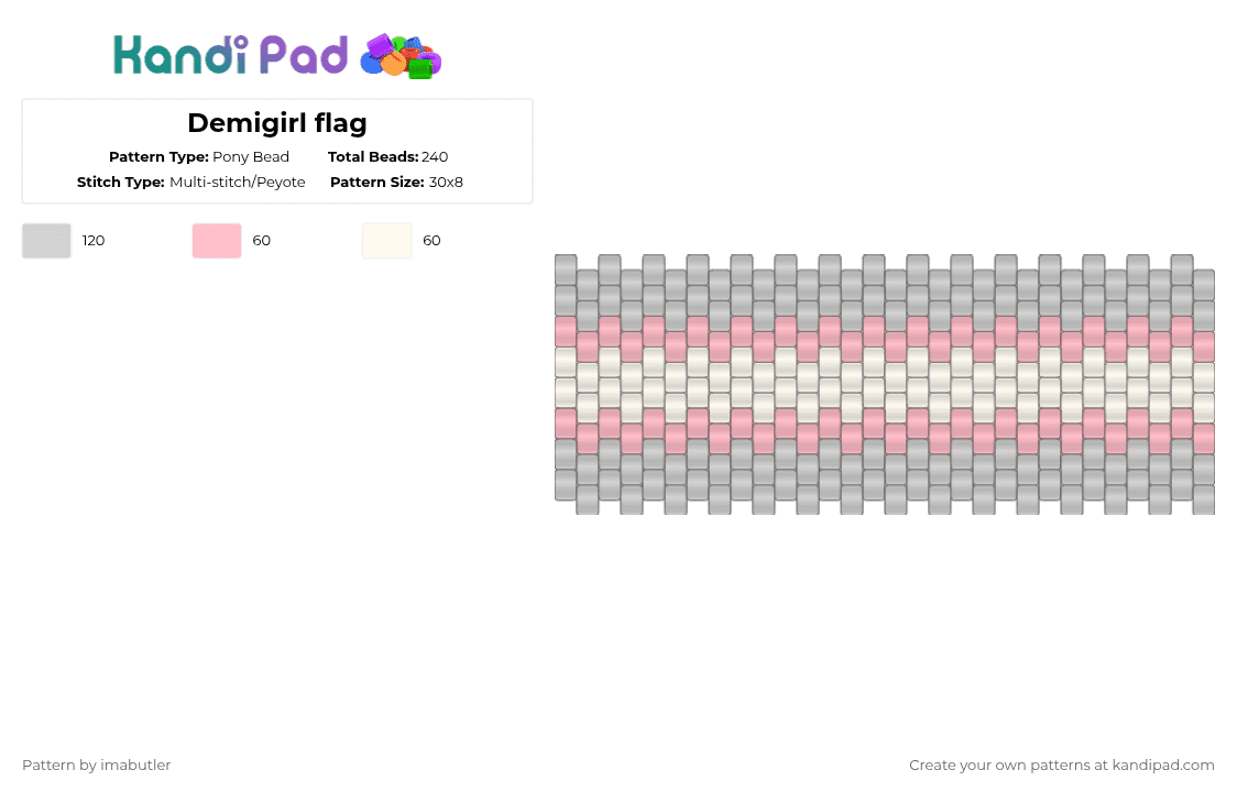 Demigirl flag - Pony Bead Pattern by imabutler on Kandi Pad - white