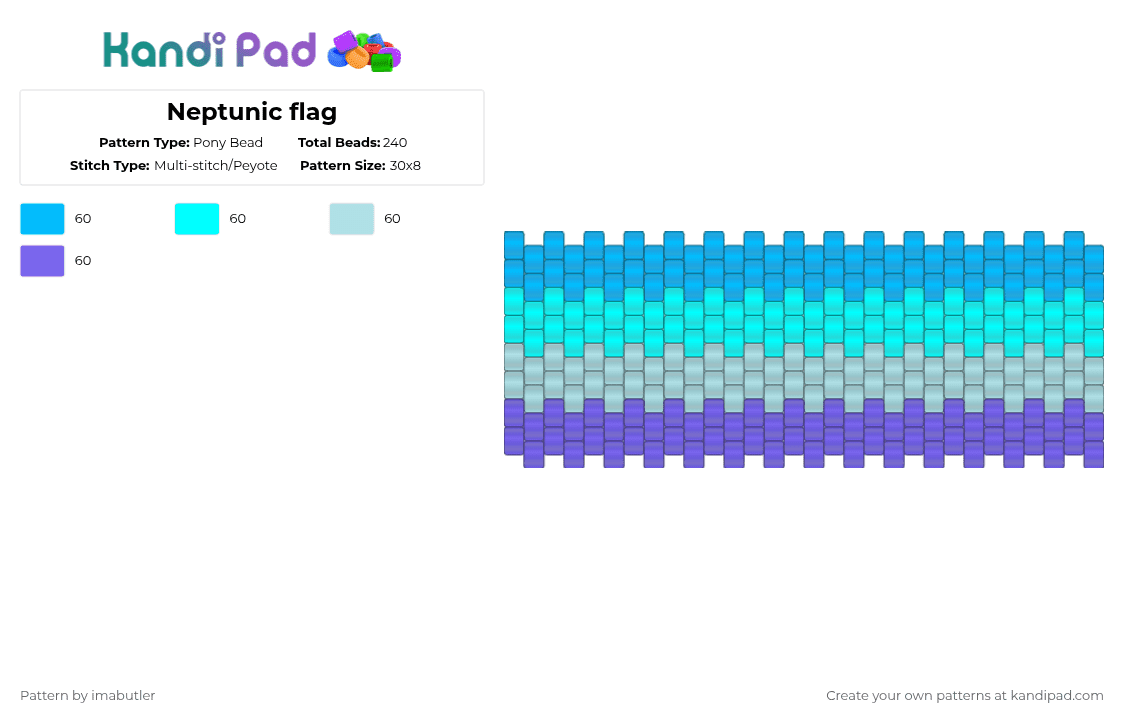 Neptunic flag - Pony Bead Pattern by imabutler on Kandi Pad - light blue