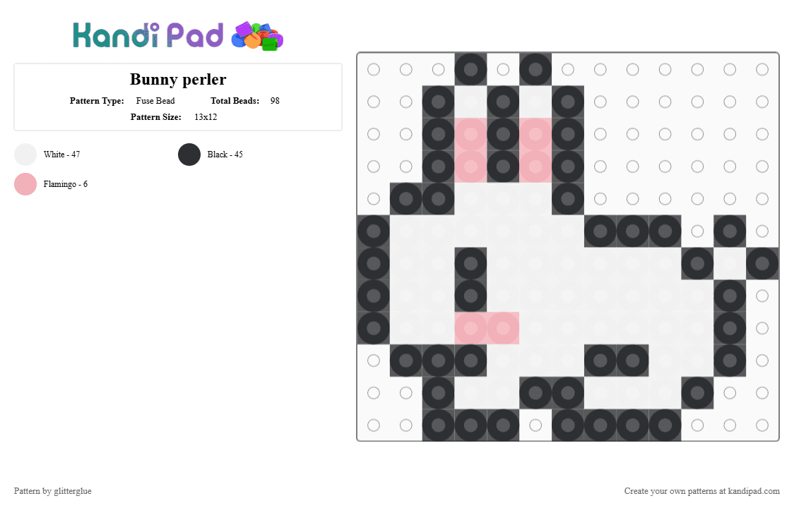 Bunny perler - Fuse Bead Pattern by glitterglue on Kandi Pad - white