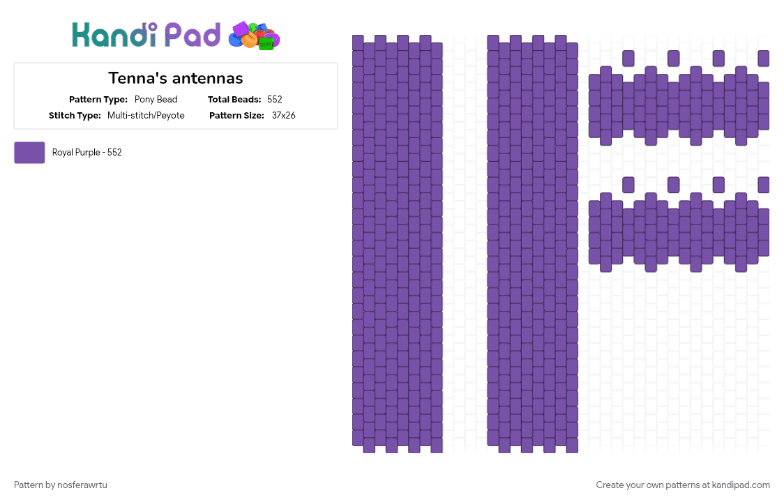 Tenna\'s antennas - Pony Bead Pattern by nosferawrtu on Kandi Pad - 