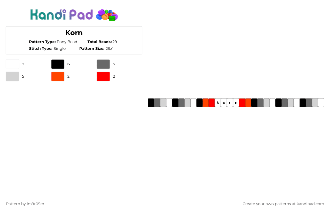 Korn - Pony Bead Pattern by im9r09er on Kandi Pad - white,gray,red,music,album