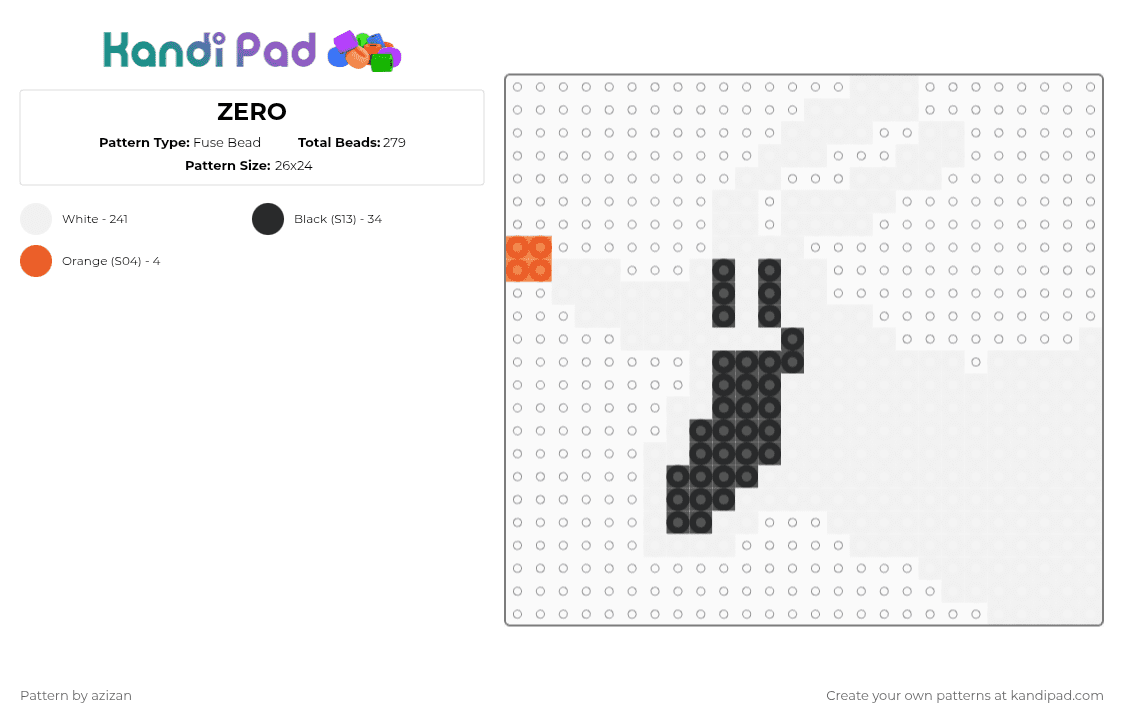 ZERO - Fuse Bead Pattern by azizan on Kandi Pad - white,cotddogs