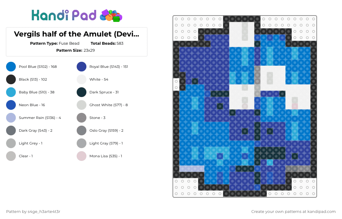 Vergils half of the Amulet (Devil May Cry) Pt 3 - Fuse Bead Pattern by deleted_user_389383 on Kandi Pad - purple,blue