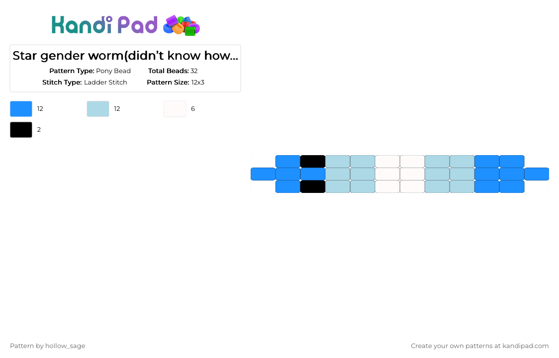 Star gender worm(didn’t know how to make star so ye) - Pony Bead Pattern by deleted_user_389383 on Kandi Pad - light blue