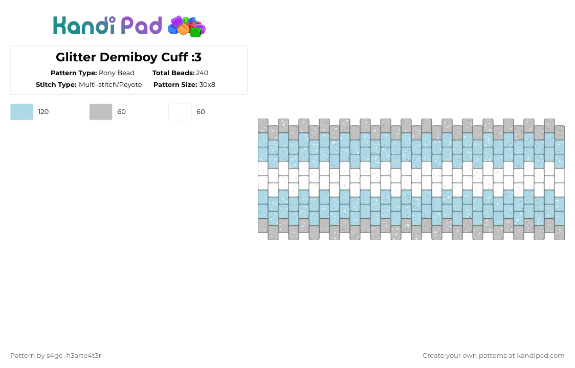 Glitter Demiboy Cuff :3 - Pony Bead Pattern by deleted_user_389383 on Kandi Pad - beige,light blue