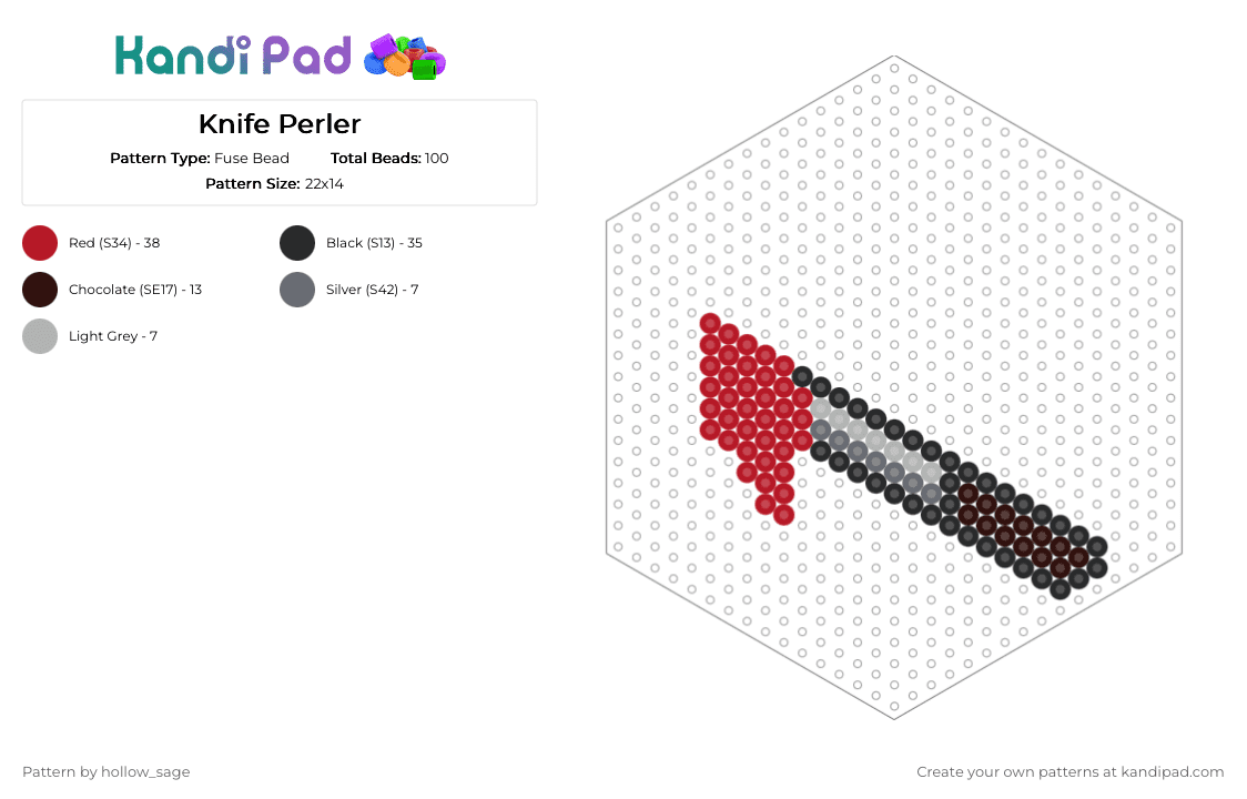 Knife Perler - Fuse Bead Pattern by deleted_user_389383 on Kandi Pad - red
