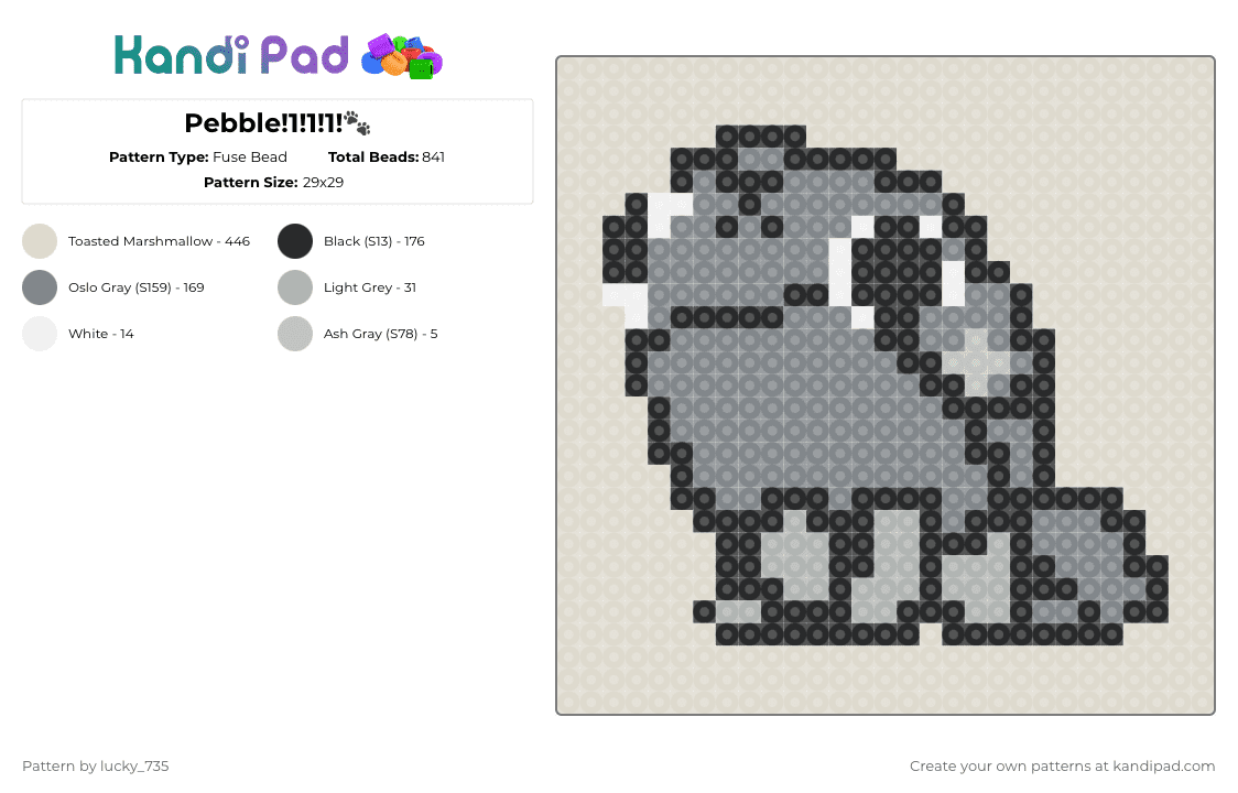 Pebble!1!1!1!🐾 - Fuse Bead Pattern by deleted_user_615314 on Kandi Pad - beige
