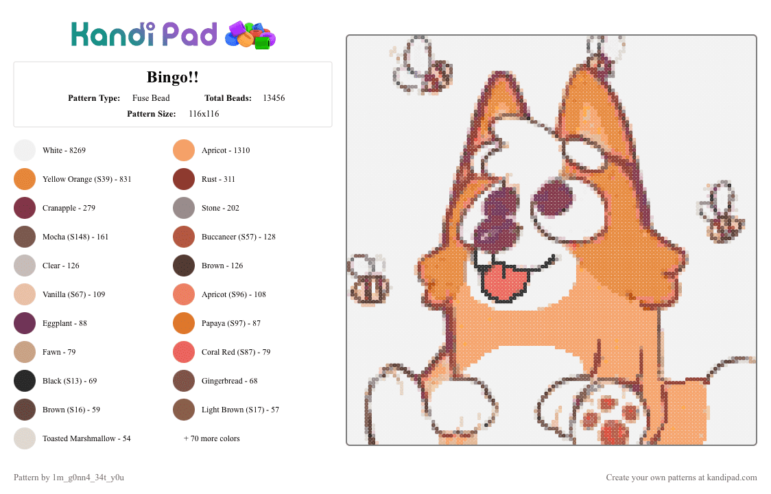 Bingo!! - Fuse Bead Pattern by deleted_user_615314 on Kandi Pad - 