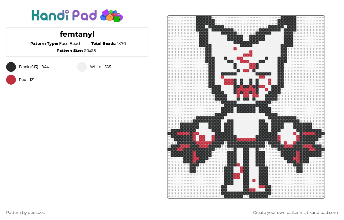 femtanyl - Fuse Bead Pattern by dedspes on Kandi Pad - white
