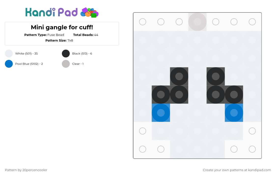 Mini gangle for cuff! - Fuse Bead Pattern by 20percencooler on Kandi Pad - white,blue,beige