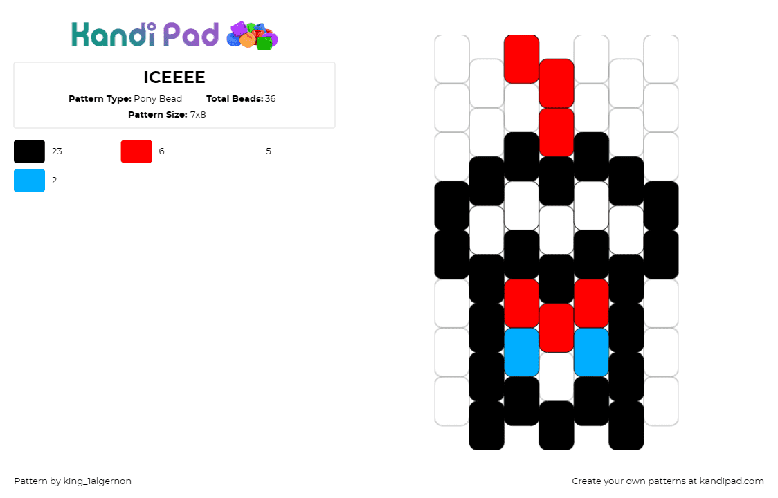 ICEEEE - Pony Bead Pattern by king_1algernon on Kandi Pad - icee,slurpee,slushie,drink ,food,cup,simple,black,red