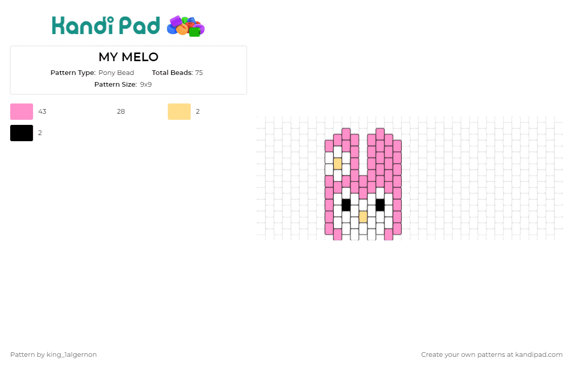 MY MELO - Pony Bead Pattern by king_1algernon on Kandi Pad - my melody,kawaii,sanrio,hello kitty