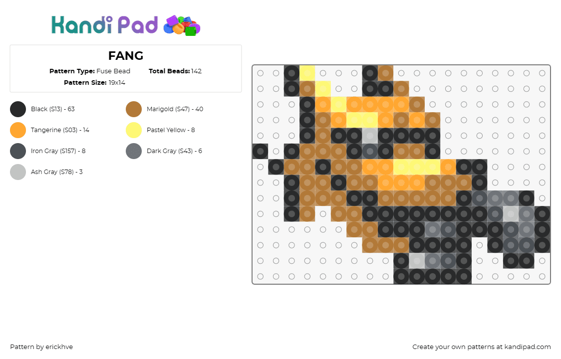 FANG - Fuse Bead Pattern by erickhve on Kandi Pad - 