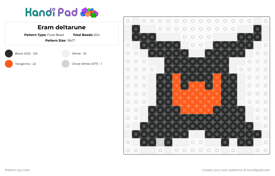 Eram deltarune - Fuse Bead Pattern by crien on Kandi Pad - white,orange