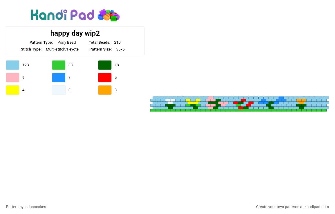 happy day wip2 - Pony Bead Pattern by lsdpancakes on Kandi Pad - light blue,green