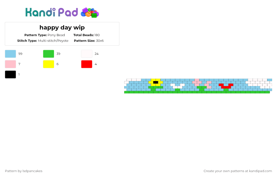 happy day wip - Pony Bead Pattern by lsdpancakes on Kandi Pad - light blue,green
