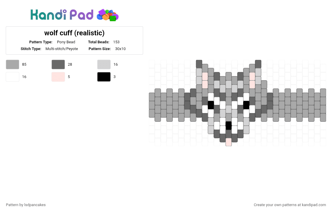 wolf cuff (realistic) - Pony Bead Pattern by lsdpancakes on Kandi Pad - beige