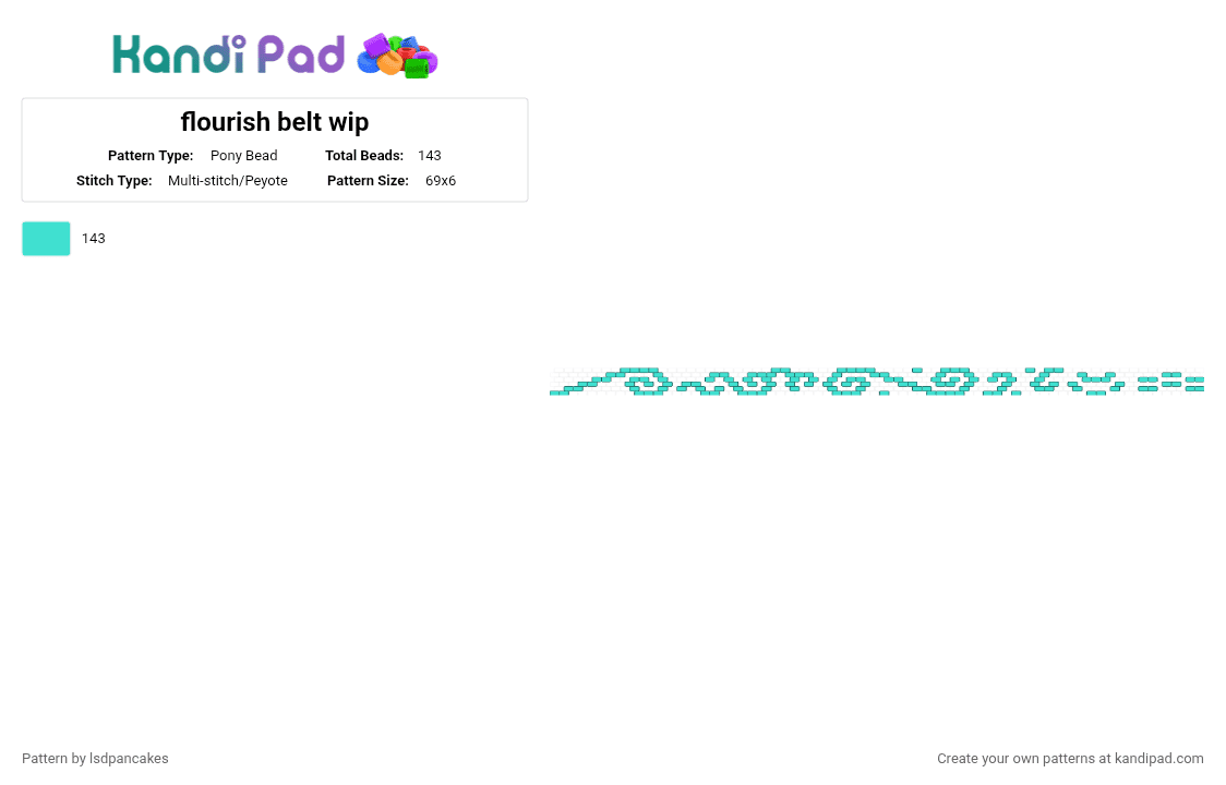 flourish belt wip - Pony Bead Pattern by lsdpancakes on Kandi Pad - light blue