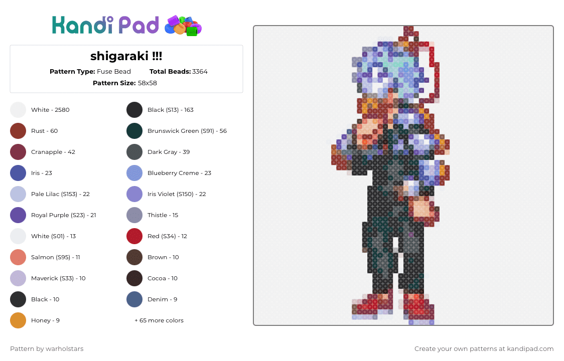 shigaraki !!! - Fuse Bead Pattern by warholstars on Kandi Pad - 
