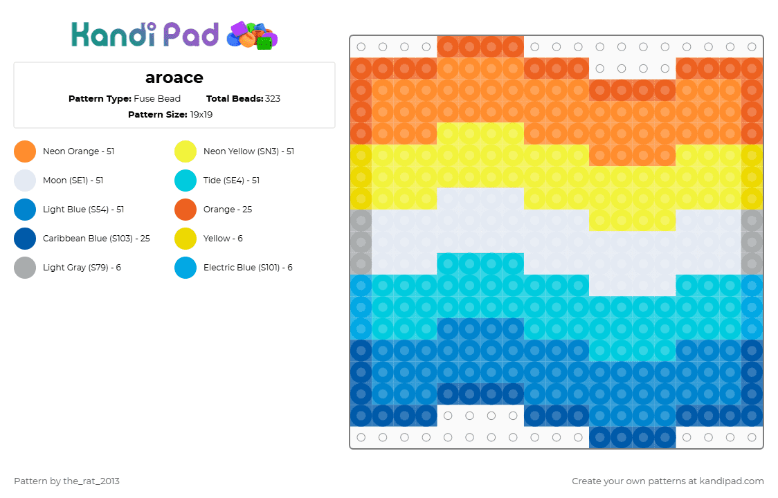 aroace - Fuse Bead Pattern by the_rat_2013 on Kandi Pad - orange,yellow,light blue,blue