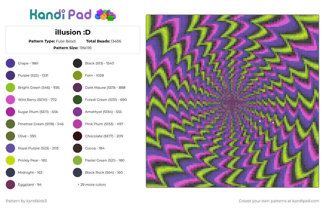 illusion :D - Fuse Bead Pattern by kandikidx3 on Kandi Pad - gold,pink,purple,cotdillusion,illusion,joke