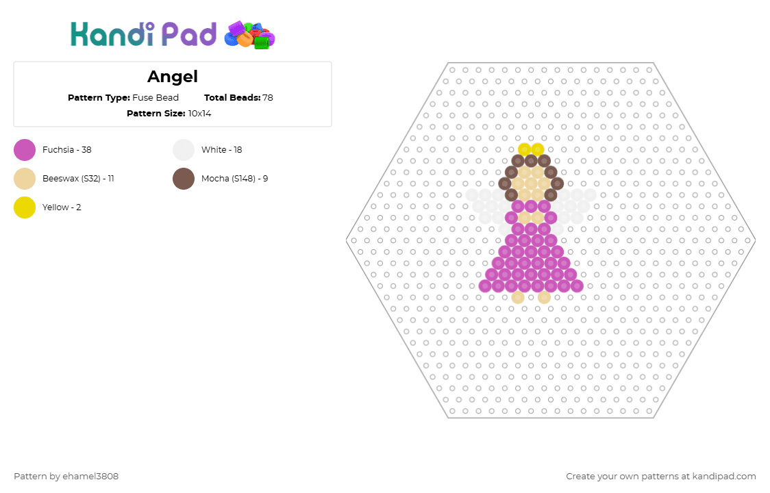 Angel Fuse Bead Pattern - Kandi Pad | Kandi Patterns, Fuse Bead ...