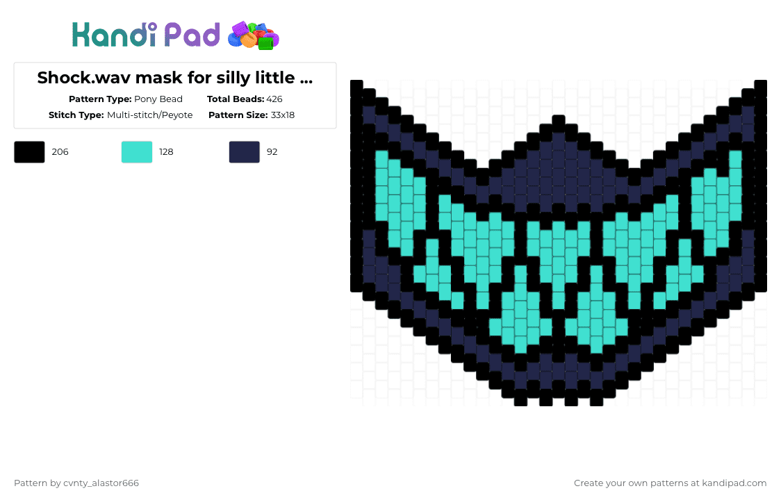 Shock.wav mask for silly little cosplay - Pony Bead Pattern by cvnty_alastor666 on Kandi Pad - light blue, purple