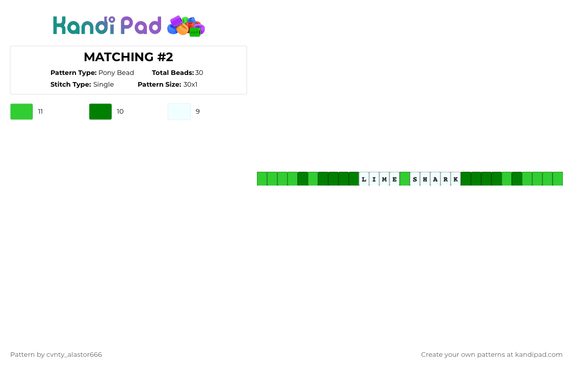 MATCHING #2 - Pony Bead Pattern by cvnty_alastor666 on Kandi Pad - green,white