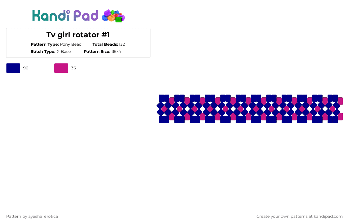 Tv girl rotator #1 - Pony Bead Pattern by cvnty_alastor666 on Kandi Pad - purple,pink