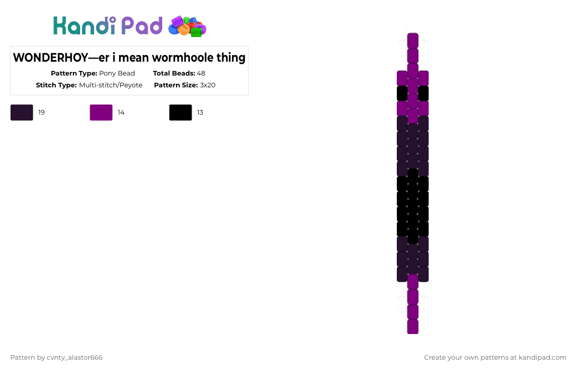 WONDERHOY—er i mean wormhoole thing - Pony Bead Pattern by cvnty_alastor666 on Kandi Pad - pink,black