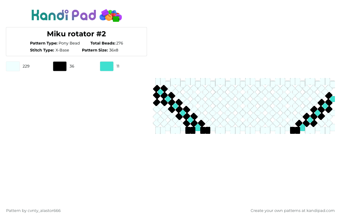 Miku rotator #2 - Pony Bead Pattern by cvnty_alastor666 on Kandi Pad - white