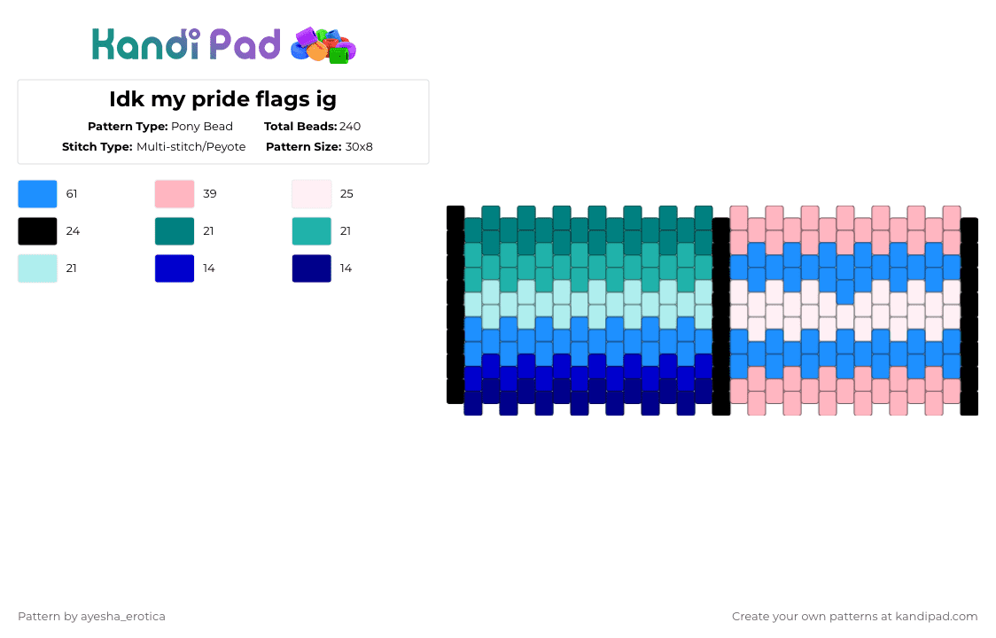 Idk my pride flags ig - Pony Bead Pattern by cvnty_alastor666 on Kandi Pad - light blue