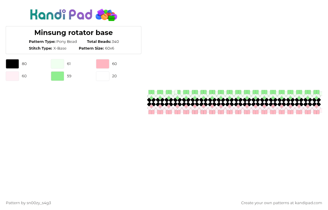 Minsung rotator base - Pony Bead Pattern by soondoongdori on Kandi Pad - teal,pink
