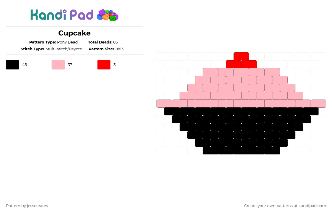 Cupcake - Pony Bead Pattern by jesscreates on Kandi Pad - pink