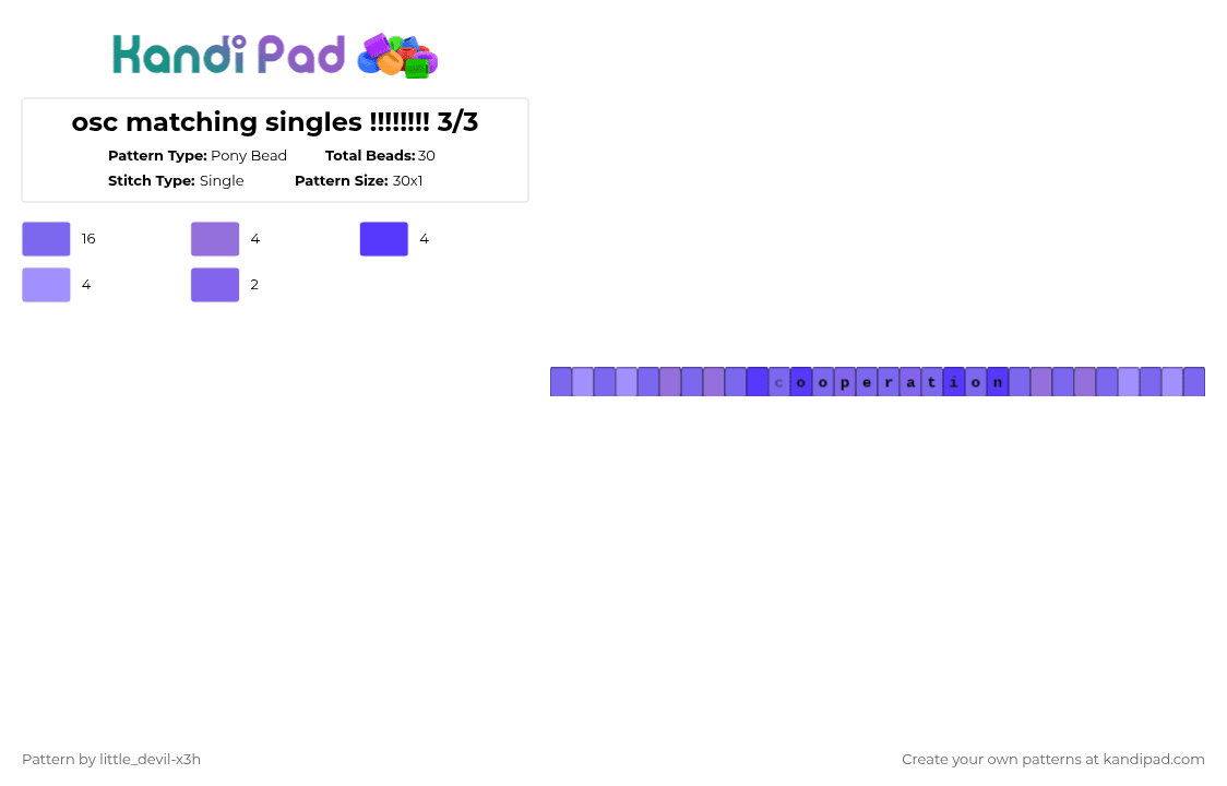 osc matching singles !!!!!!!! 3/3 - Pony Bead Pattern by k4yz_osc on Kandi Pad - blue, osc