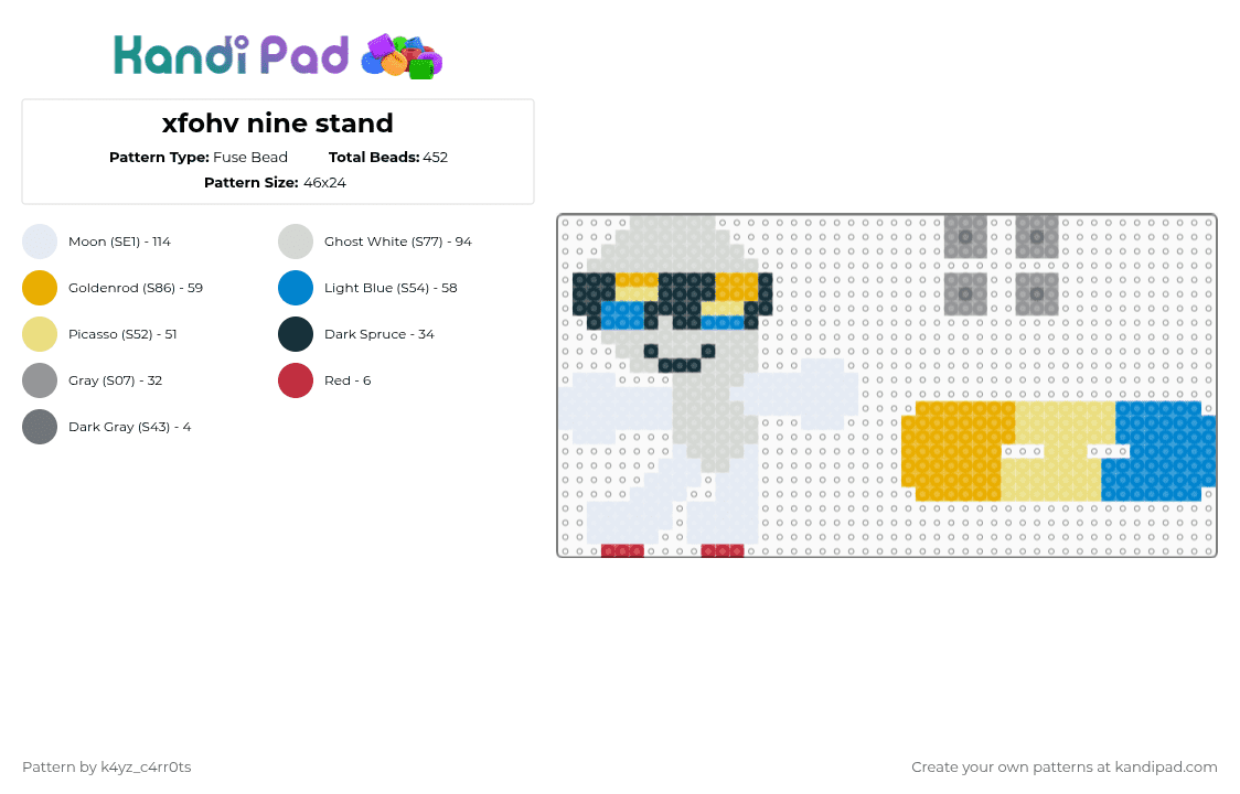 xfohv nine stand - Fuse Bead Pattern by k4yz_osc on Kandi Pad - white,orange,blue,yellow,bfdi,nine,xfohv,tpot,bfb,coolll,stand,xfohv nine stand