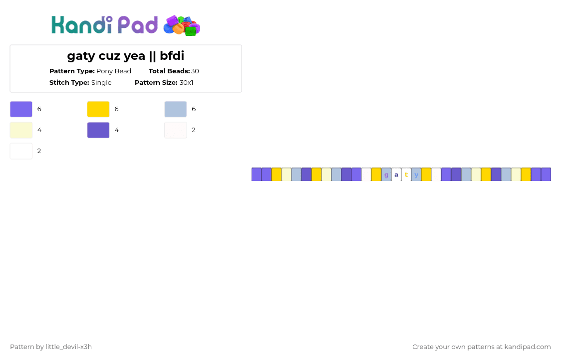 gaty cuz yea || bfdi - Pony Bead Pattern by k4yz_osc on Kandi Pad - blue,osc,object shows,gaty,bfdi,tpot