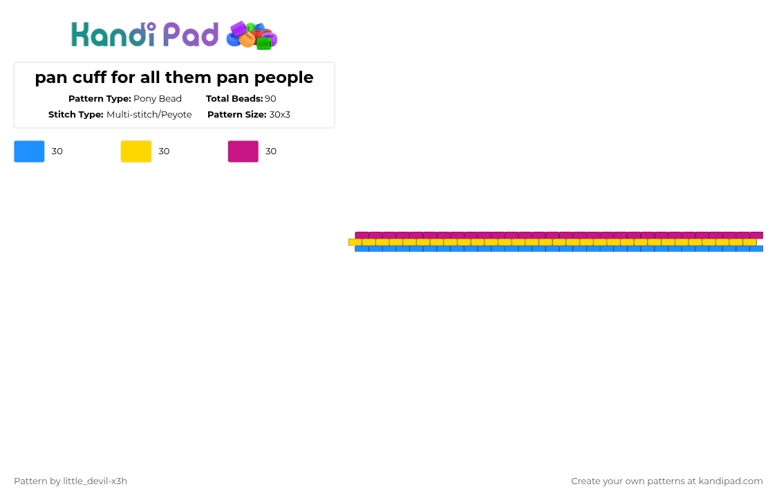 Pan No Pattern Pan cuff for all them pan people Pony Bead Pattern - Kandi Pad | Kandi ...