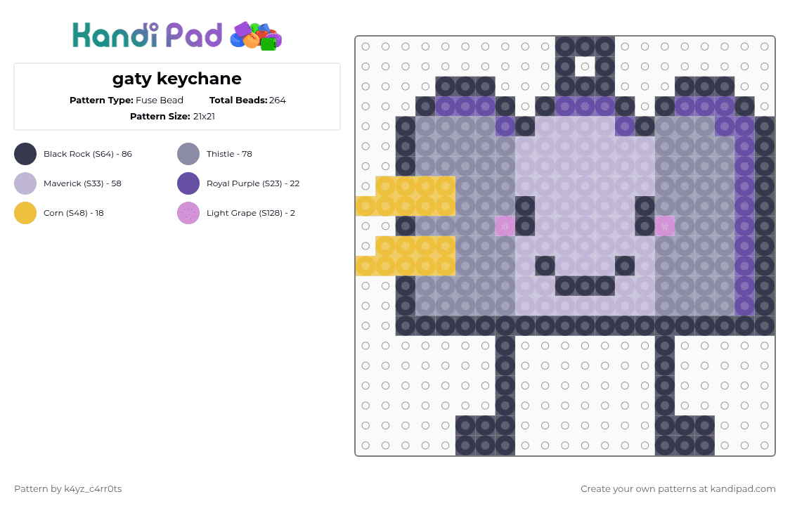 gaty keychain - Fuse Bead Pattern by k4yz_osc on Kandi Pad - purple,gray,gaty,tpot,bfb,i,i luv gaty,keychane