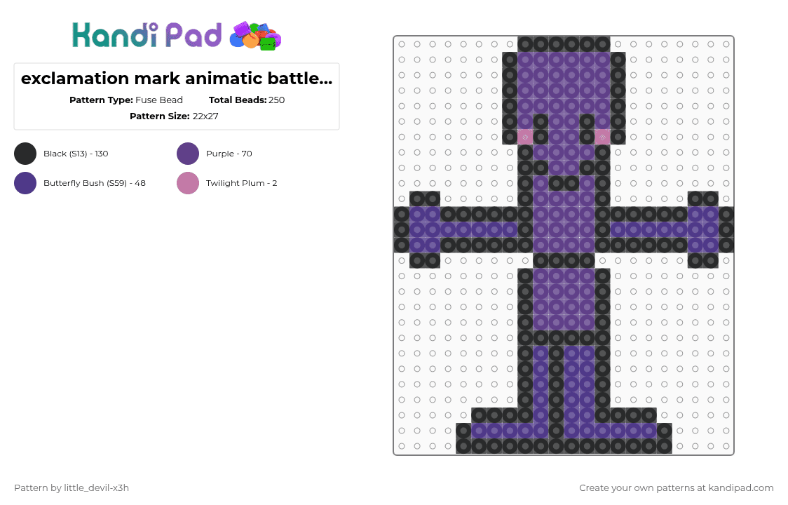 exclamation mark animatic battle || fuse - Fuse Bead Pattern by k4yz_osc on Kandi Pad - purple