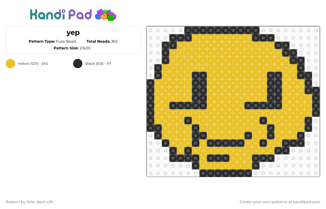 yep - Fuse Bead Pattern by k4yz_osc on Kandi Pad - bfdi, black, yellow, yep